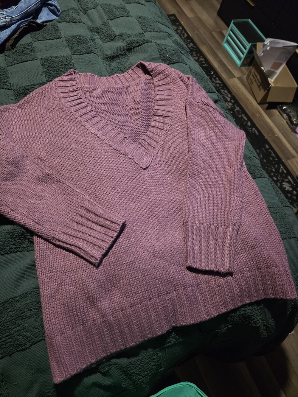 V-Neck Knit Sweater in Soft Purple